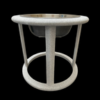 Marble elevated cat bowl with open frame stand, top-down view, raised tilted feeder UK
